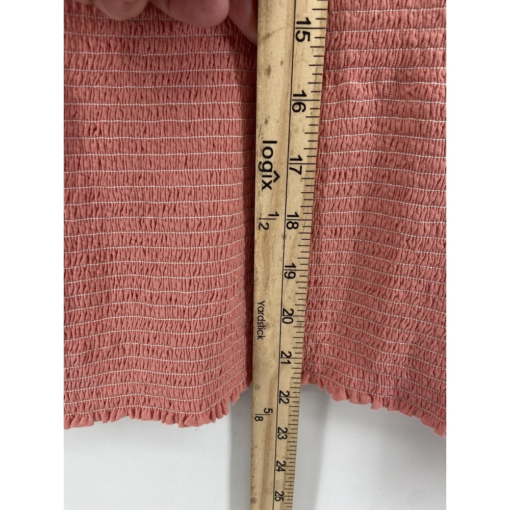 Nation LTD Top Womens Small Pink Smocked‎ Cotton V Neck Balloon Sleeve Stretch - Picture 5 of 9